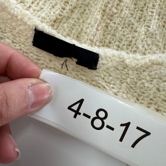 ATM Sweater Womens Medium Cream Soft V Neck Oversized Knit Cashmere Wool Silk - Picture 6 of 11